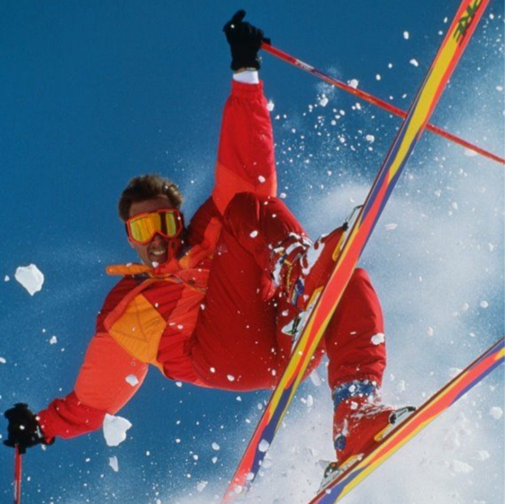 JD Sun Valley Vintage 80s Retro Red Black Blue Belted Snow Ski Suit Men's Small